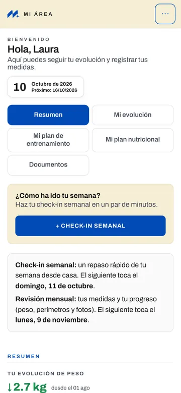 Área de cliente de Ene Project en el móvil